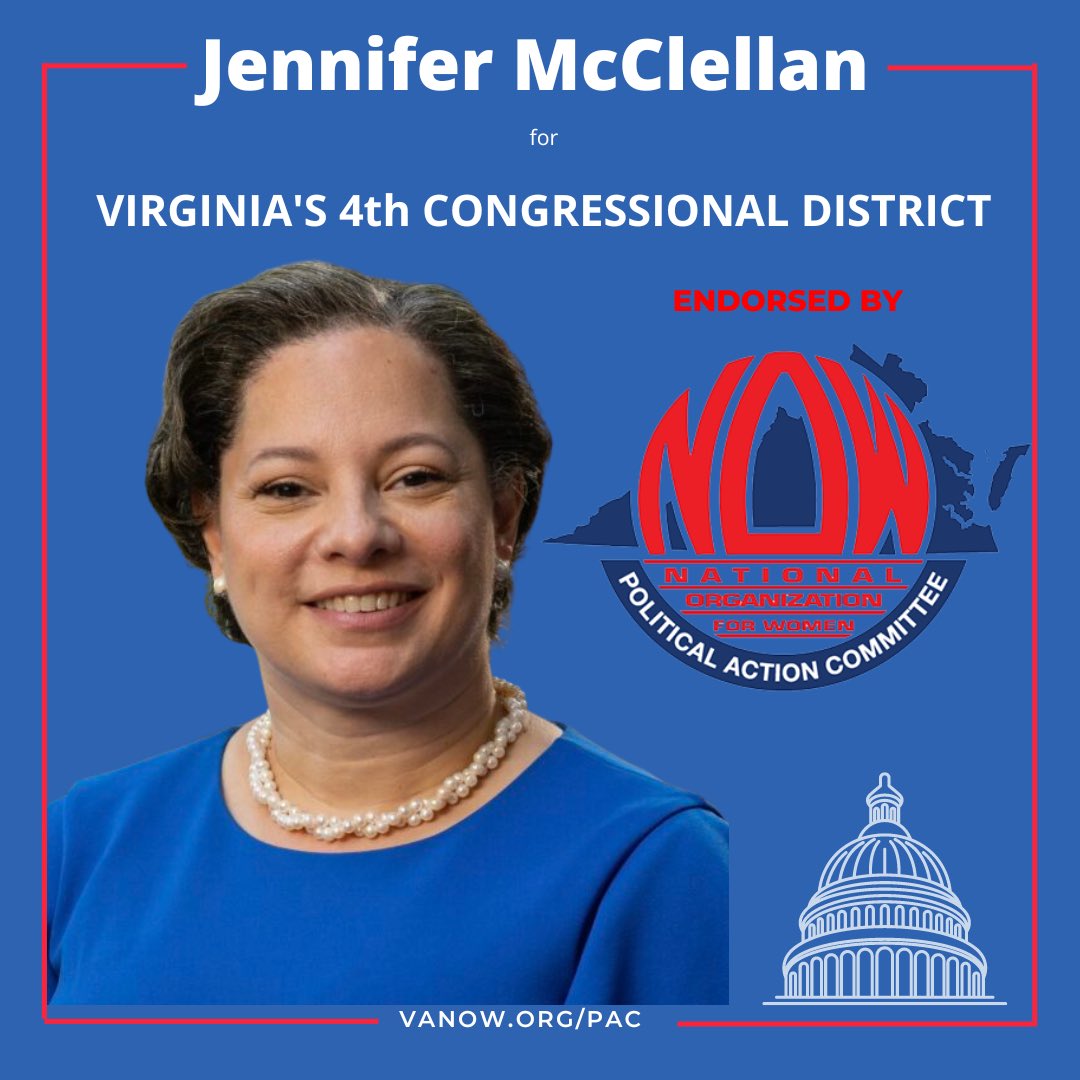 VANOWChapter's tweet photo. We are so pleased to celebrate the endorsement of our next Congresswoman from #Virginia, @JennMcClellanVA, by @NationalNOWPAC! Jenn will be the first Black woman elected to Congress from our Commonwealth. This is the best gift ever & during #BlackHistoryMonth at that! #ElectWomen https://t.co/UUlJSuJOpS