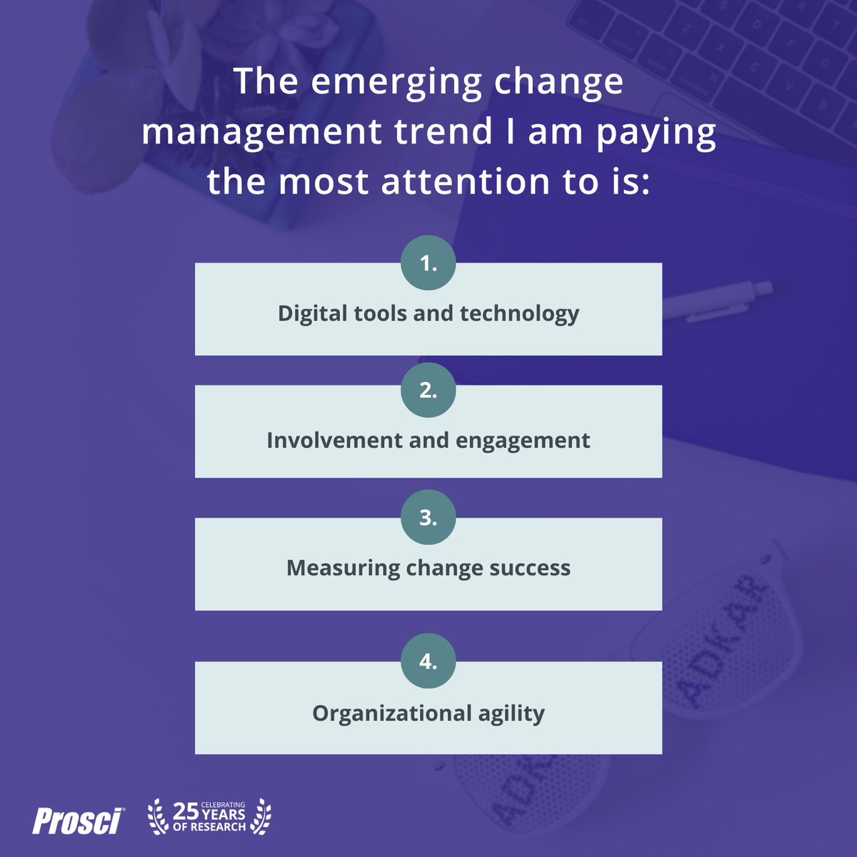Prosci's tweet photo. Prosci's research focuses on important topics in change management. Which is most interesting to you today? Comment below and then share your insights in our current survey at https://t.co/Tj4t2A6ZHH.

#changemanagement #prosci #changeleadership #research #organizationalchange https://t.co/jG2ihEAuTW