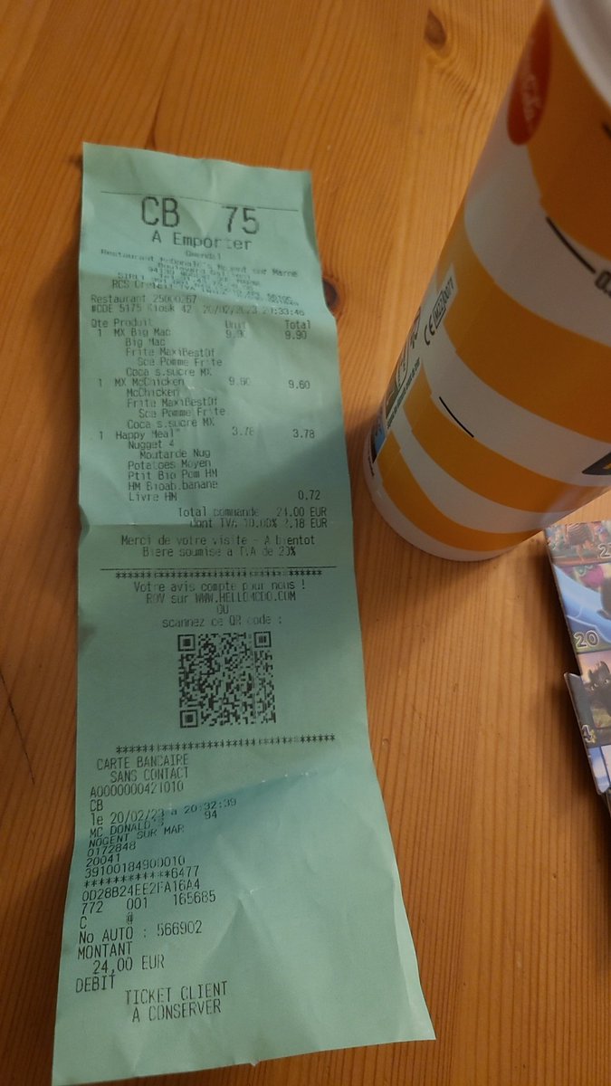 s4uroon's tweet photo. Bonjour @McDonaldsFrance j'ai besoin d'aide.
Après avoir commandé à emporter ce soir au McDo de @Nogent94130 je me rends compte qu'il n'y a pas les étiquettes pour le jeu #CodeCine
Comment peut-on faire pour récupérer les vignettes ?
Merci pour votre aide https://t.co/rqhz0of4q2