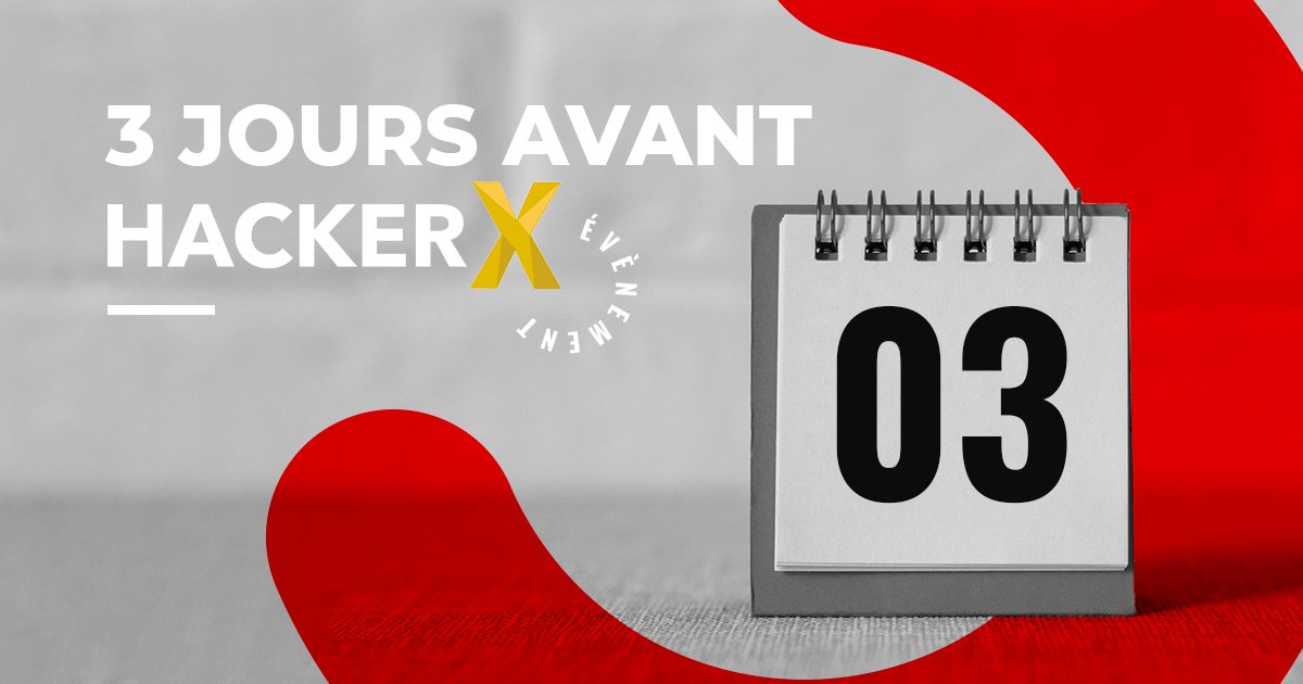 🔥3 jours avant le HackerX 🔥

Il n'est pas trop tard pour se joindre à nous, il reste encore des billets disponibles sur le site du HackerX! 🤩 hackerx.org 

Au plaisir de vous y voir jeudi ! 👋