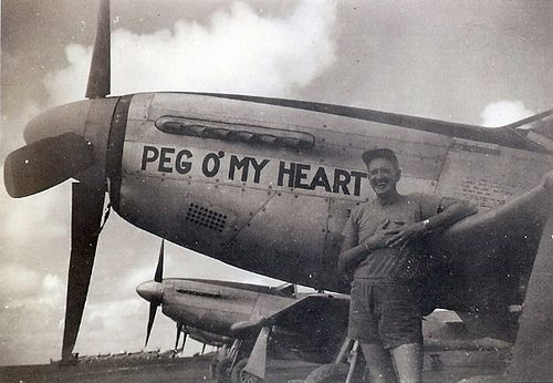 WW2 South Pacific circa1945, Iwo Jima, P-51 nose art, Peg O' My Heart.