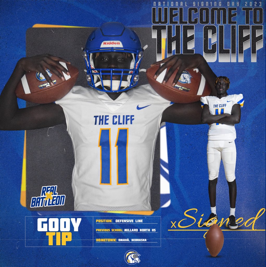 Newest Signee‼️
✍️| Gooy Tip
📱| <a href="/GooyTip/">Gooy Tip</a> 
📍| Millard North HS
🚨| Defensive Line
📋| 6’4” 200 
🎥| hudl.com/video/3/131563…
#BattleOn | #ALLIN