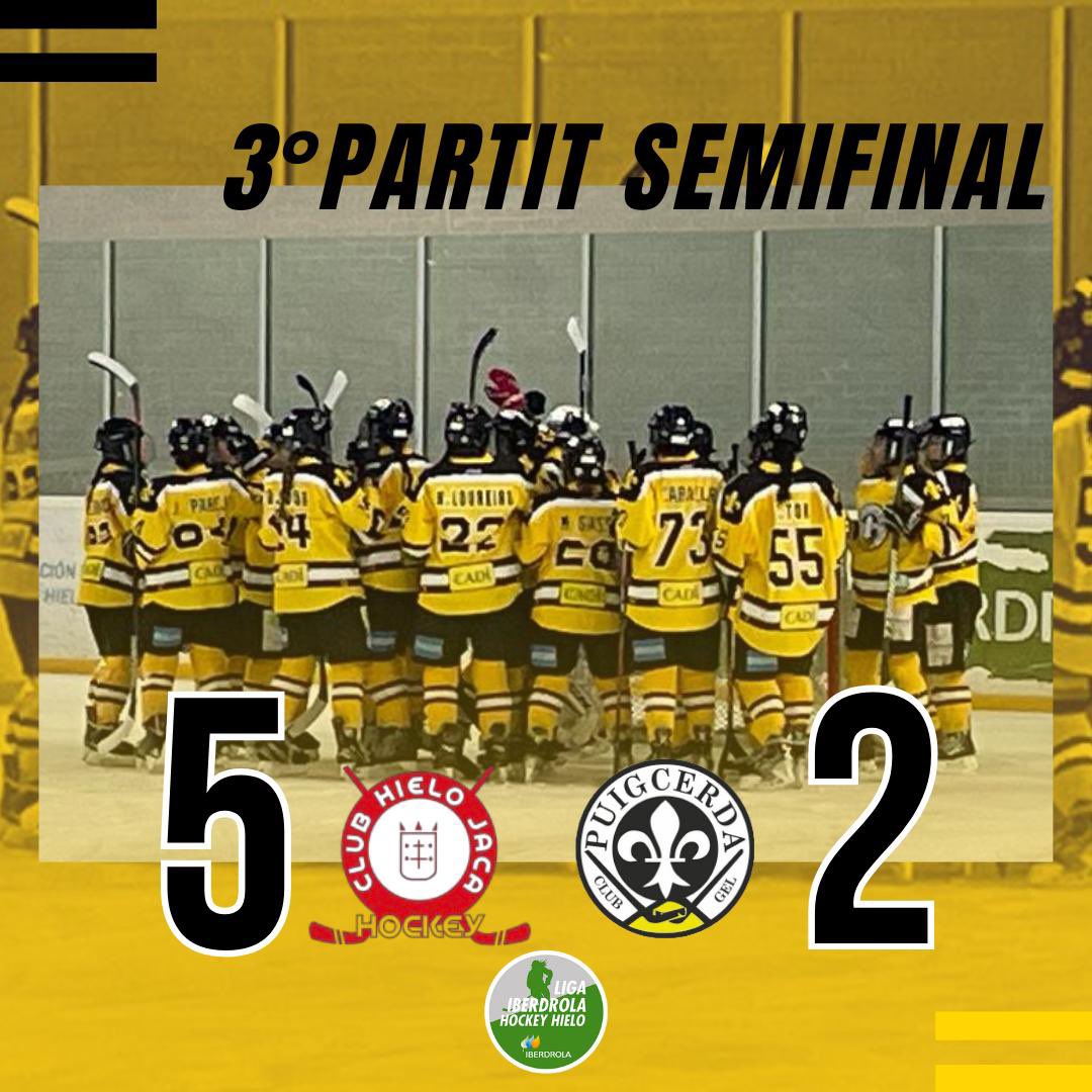 C.G. Puigcerdà 1958 (@cgpuigcerda1958) on Twitter photo ⚡️RESULTATS CAP DE SETMANA⚡️
Semifinal (2n p.) - Liga Iberdrola 🟢
<a href="/clubhielojaca/">Club Hielo Jaca</a> 8️⃣ - 3️⃣ <a href="/cgpuigcerda1958/">C.G. Puigcerdà 1958</a>
Semifinal (3r p.) - Liga Iberdrola 🟢
<a href="/clubhielojaca/">Club Hielo Jaca</a> 5️⃣ - 2️⃣ <a href="/cgpuigcerda1958/">C.G. Puigcerdà 1958</a>
L’equip femení va quedar fora de la final del play-off al perdre els dos partits a Jaca ⚡️RESULTATS CAP DE SETMANA⚡️
Semifinal (2n p.) - Liga Iberdrola 🟢
<a href="/clubhielojaca/">Club Hielo Jaca</a> 8️⃣ - 3️⃣ <a href="/cgpuigcerda1958/">C.G. Puigcerdà 1958</a>
Semifinal (3r p.) - Liga Iberdrola 🟢
<a href="/clubhielojaca/">Club Hielo Jaca</a> 5️⃣ - 2️⃣ <a href="/cgpuigcerda1958/">C.G. Puigcerdà 1958</a>
L’equip femení va quedar fora de la final del play-off al perdre els dos partits a Jaca