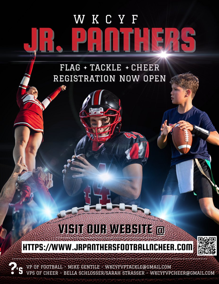 Registration open for all categories.  Flag, Tackle and Cheer.  Get in the game!!  #traditionstartshere #PantherPride