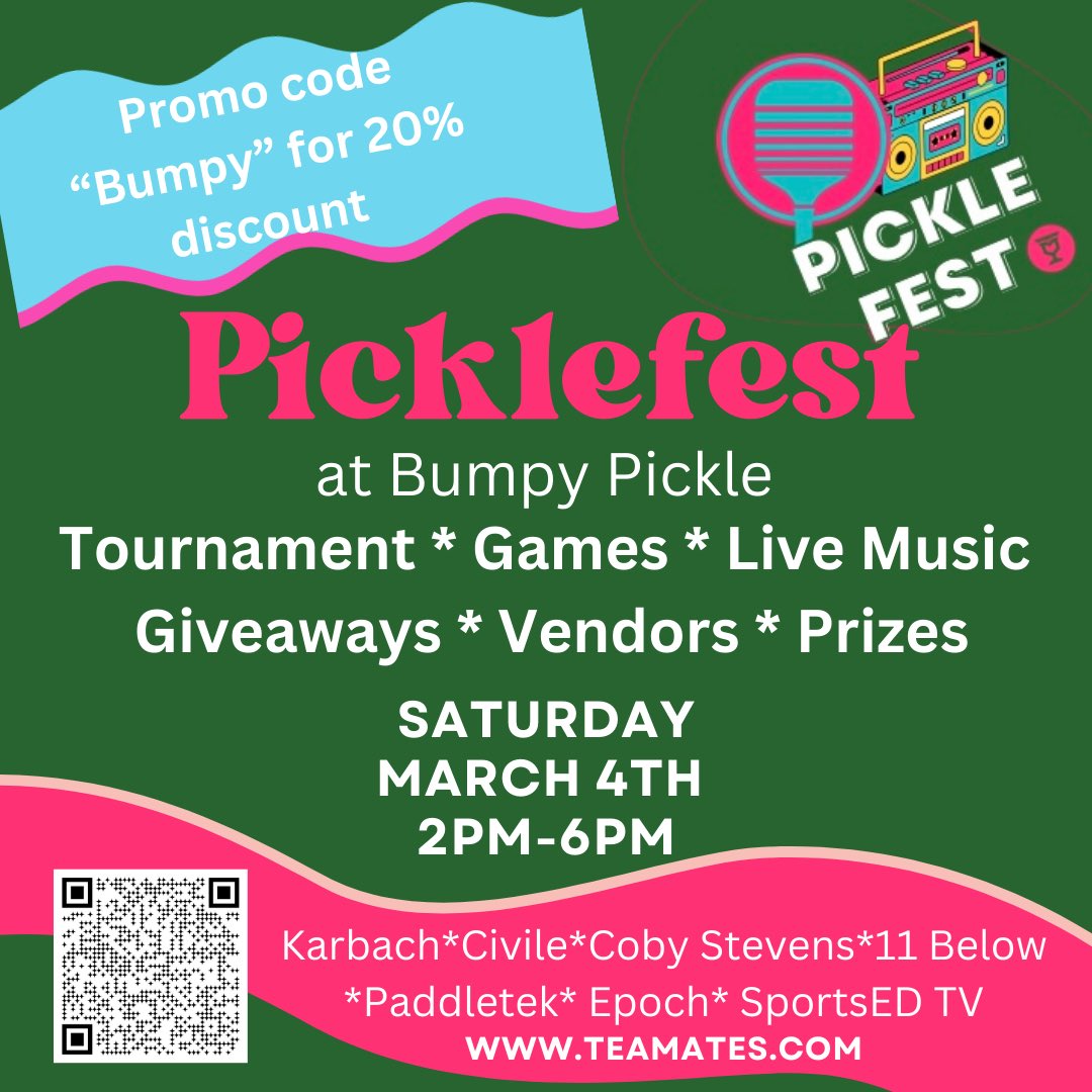 Teamates_app's tweet photo. Presidents’ Day sale!!! 20% off 

Tickets $60 for entire tournament! 

#pickleball #houston #events

https://t.co/qqYBbiGgGY https://t.co/cvtl8tZuWr