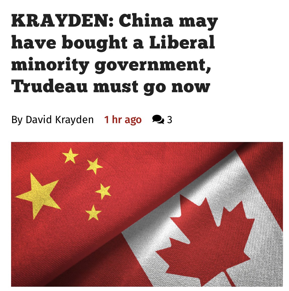 DavidKrayden's tweet photo. My column on Chinese interference in Canada’s election and Trudeau’s response at Ottawa press conference. 

MORE: https://t.co/qfFuPw4LDW https://t.co/289cZ5ZZuj
