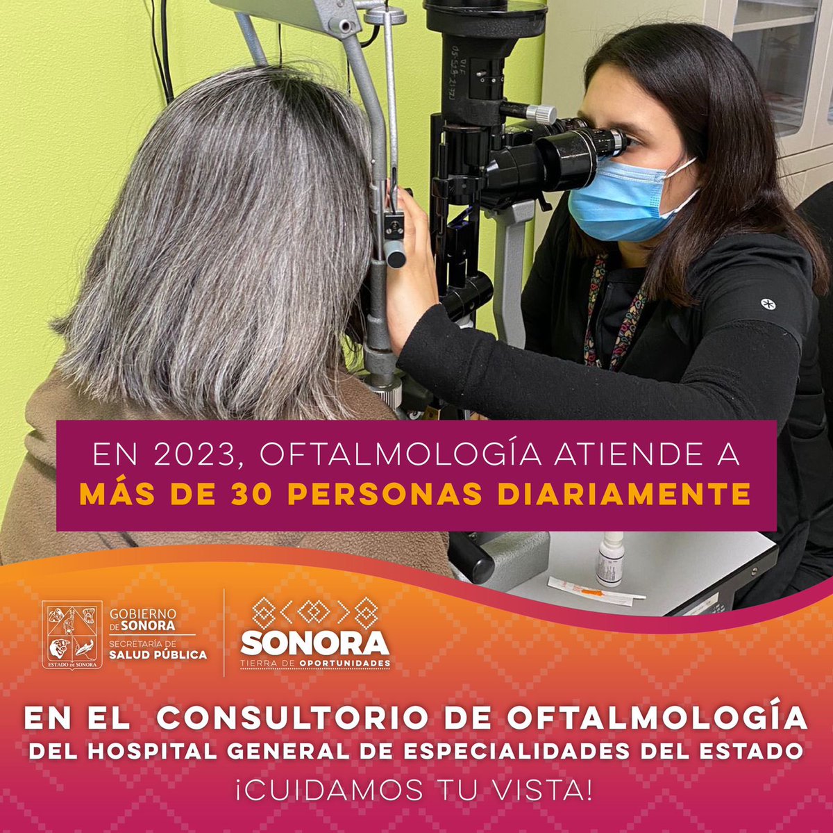 La visión es uno de los sentidos más importantes para el ser humano, por ello, en el Hospital General de Especialidades del Estado garantizamos un buen cuidado de tu vista con el consultorio de oftamología. 👁 

#SaludSonora.