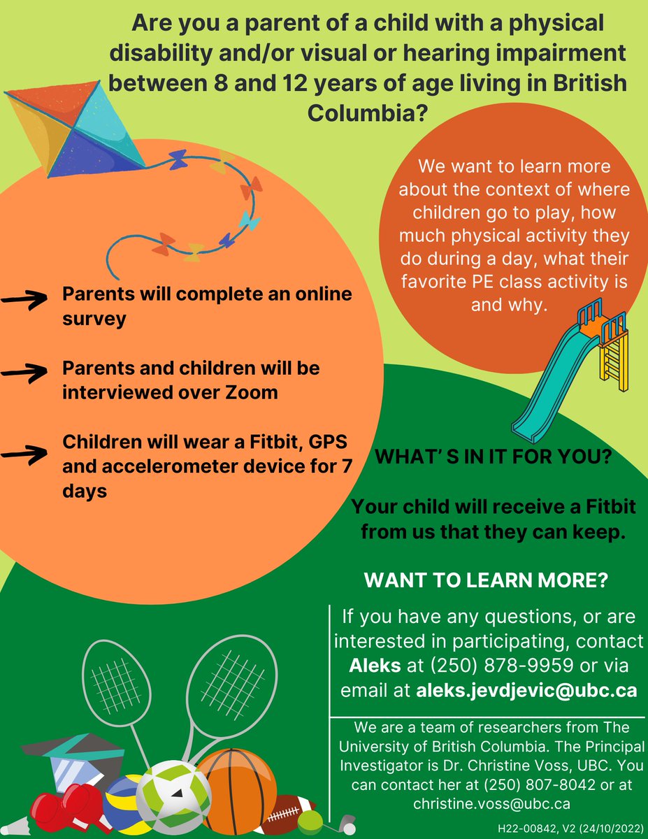 SCI Action Canada Lab Kathleen Martin Ginis (@sciactioncanada) on Twitter photo If you are a parent of a child with a physical, visual or hearing impairment, and your child attends school in British Columbia Canada, please consider participating in our study.⬇️ Children who participate will get a Fitbit to keep. <a href="/Caot_bc/">CAOT-BC</a> <a href="/scyofbc/">Society for Children and Youth of BC</a> @bgcyvr @bcands <a href="/BCWSA/">BC Wheelchair Sports</a> If you are a parent of a child with a physical, visual or hearing impairment, and your child attends school in British Columbia Canada, please consider participating in our study.⬇️ Children who participate will get a Fitbit to keep. <a href="/Caot_bc/">CAOT-BC</a> <a href="/scyofbc/">Society for Children and Youth of BC</a> @bgcyvr @bcands <a href="/BCWSA/">BC Wheelchair Sports</a>