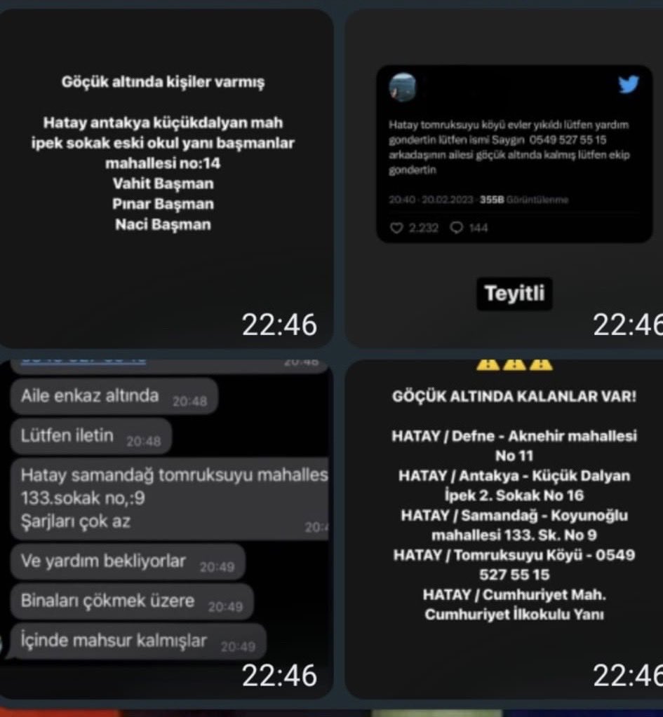 Bir de asılsız ihbarlar var ki.
Neden böyle yapar insanlar.
Ahbap arama kurtarma şu 4 ayrı adrese gittiler ama ihbarlar asılsız çıktı.
Lütfen yapmayalım dicem ama lütfen’lik değil vicdani bi durum bu.