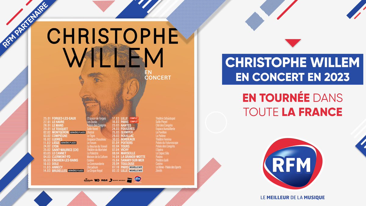RFMLyon's tweet photo. 📌 Vendredi 24 Février @cwillem sera sur la scène de la #Boursedutravail de #Lyon avec @RFMLyon !
Vous avez vos places ?!! 🙂
Billetterie 👉 https://t.co/zg0urZDJ6l 👈
#ConcertLyon #RFMPartenaire #ChristopheWillem
#PanoramaTour https://t.co/5ObJbMrTFC