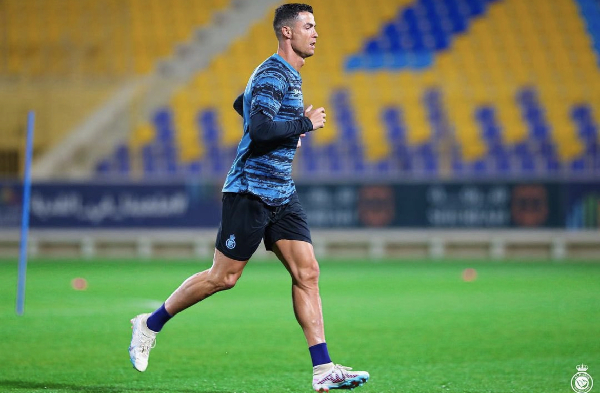 Cristiano Ronaldo in training today. 💙