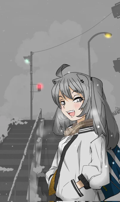登校の雪#ししらーと 