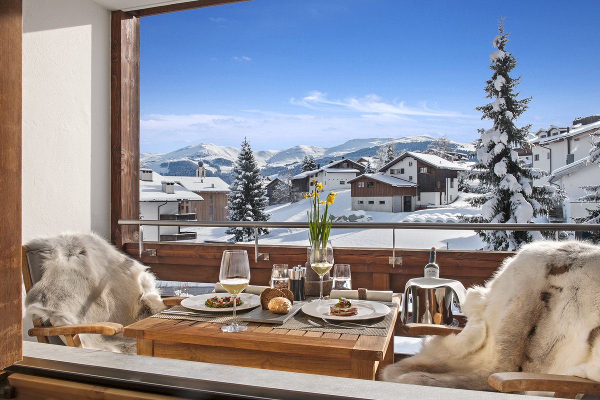Cosy #alfresco #après-ski dining at  La Val hotel &amp; Spa, Brigels #Switzerland #hotelphotography