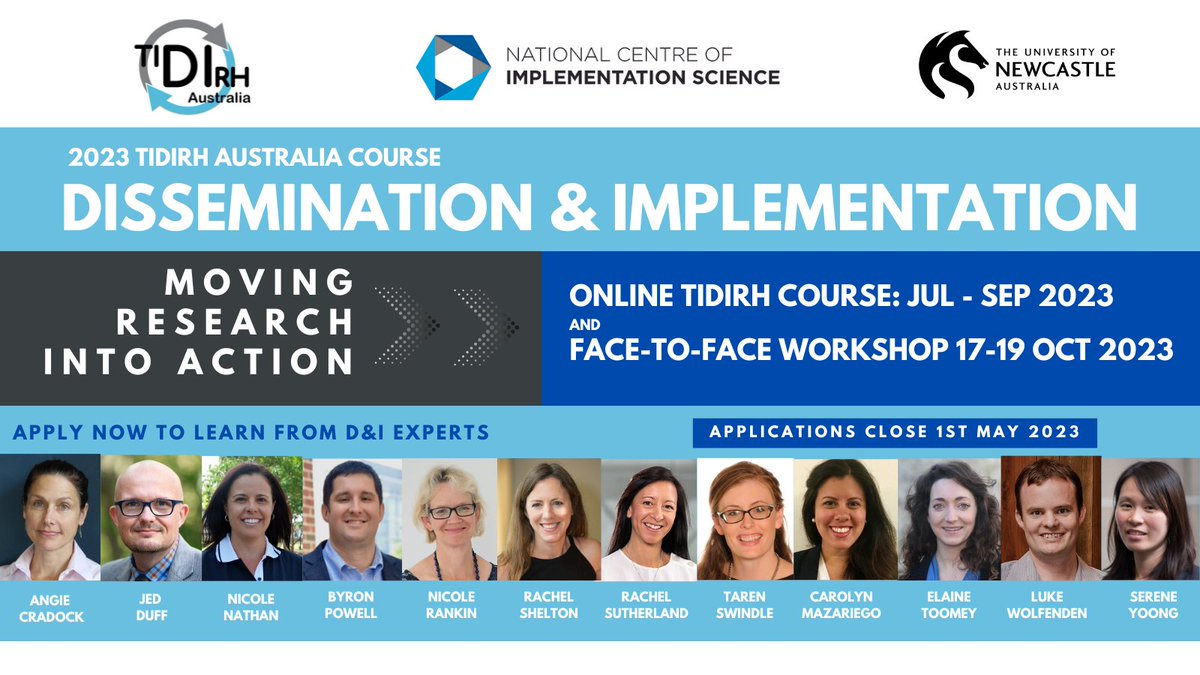 NCOISAustralia's tweet photo. 🚨 #TIDIRH Australia applications are open! 🚨

Learn from experts in #dissemination &amp; #implementation! 

Find out more &amp; register 👉 https://t.co/iwl3Ac7dgQ https://t.co/lbs82VP8Ds