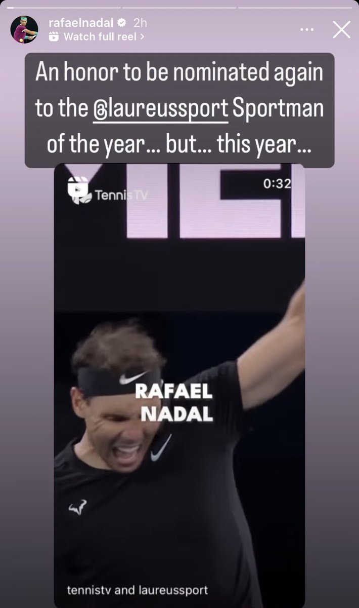 AlbicelesteTalk's tweet photo. Rafa Nadal on IG 📲🎾🇪🇸

“An honor to be nominated again to the Laureus Sportsman of the year… but… this year… let’s go Messi, you deserve it.” https://t.co/UyIvI2enQK