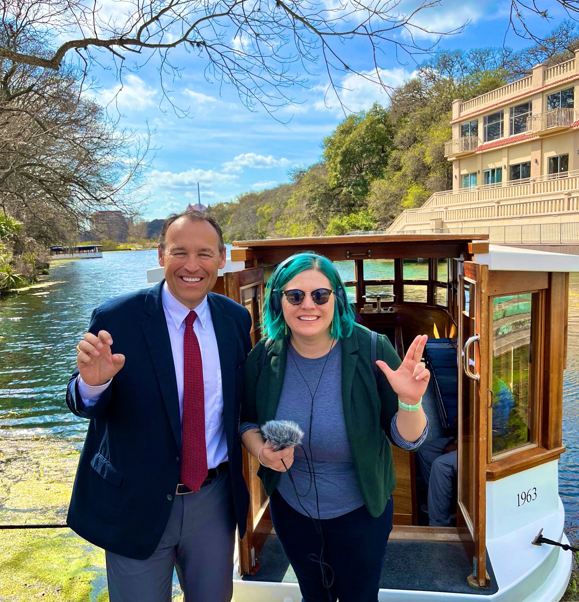 kdamp's tweet photo. Many thanks to @jill_ament for deciding to do our monthly radio program on-site today. The weather could not have been better! It was a great opp to discuss the breadth of applied research being conducted at @txst. A glass-bottom boat ride has to be on the #TXST top 10 list!🐾 https://t.co/C2LRYsCyFh