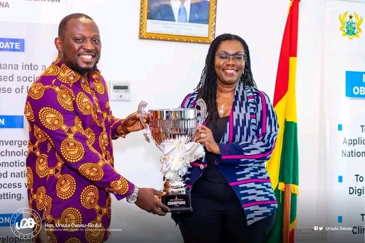 GiftyUrsula's tweet photo. The Dansoman based Women's Premier League Club, Faith Ladies paid a courtesy call on me to formally inform me of their triumph in the Women's Premier Super Cup competition which was held in Tamale. 

The Club's CEO, Mr. Ebenezer Adotey conveyed the team's appreciation. https://t.co/BZoDO7Hnzc
