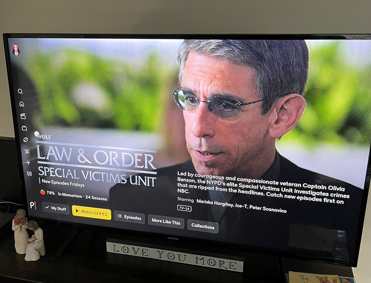 The main page for SVU on Peacock right now #DetectiveMunch #RichardBelzer #RIP