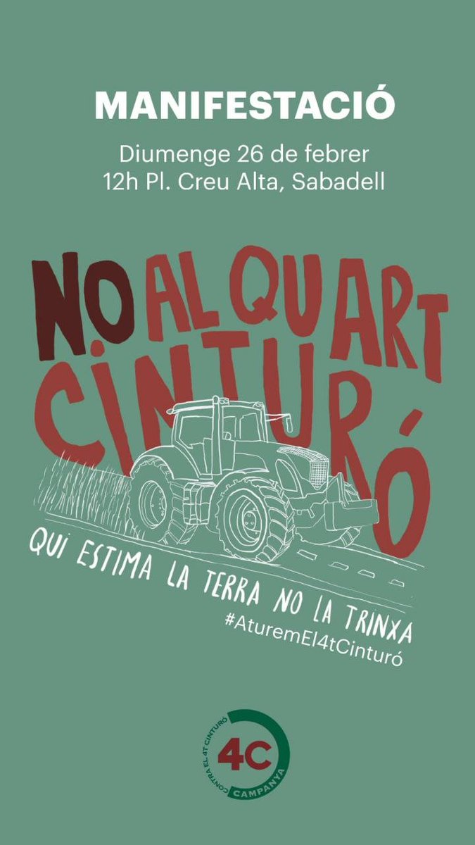 AVG_Sabadell's tweet photo. RT
Diumenge ens (re)trobem a #Sabadell
Qui estima la terra no la trinxa
#AturemEl4tCinturó
@CONFAVC @favterrassa @fav_mataro @FAVMOLLET @FAVLHospitalet @favbaixbergueda @FAVBcn @favsq @AViVLaFlorida @TorreBaroAVV @AvvFrontMaritim @AVVSomSEulalia @avvcmeridiana @avvc_ca @FavGirona https://t.co/GnYnY27fTd