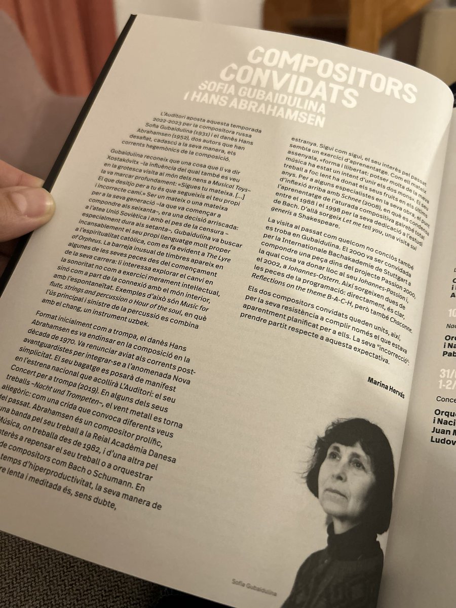 envinem's tweet photo. Sofia Gubaidulina, desafiant els corrents hegemònics de la composició “sigues tu mateixa […] El que desitjo per a tu és que segueixis el teu propi i incorrecte camí” Xostakóvitx @auditoribcn #samplerseries https://t.co/4rgWMCBF8Q