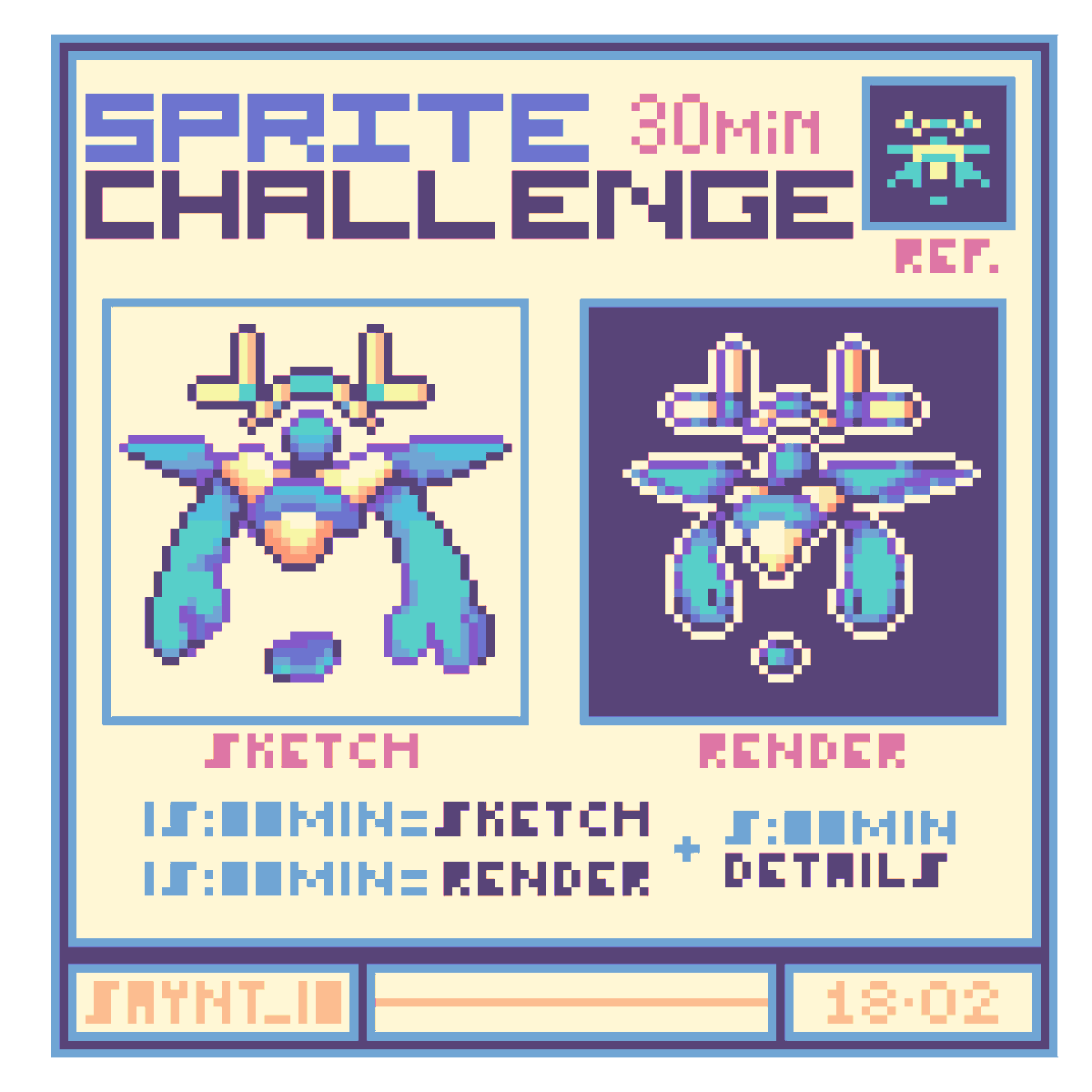 beca_saynt's tweet photo. π·Sprite Challenge π·
Utilizando o site (https://t.co/AG2Ya6hBEq),
@virtu_tokai
e eu criamos o desafio de fazer um desenho por semana, utilizando a tabela que o site gerou,
Esse foi o primeiro resultado, e essa Γ© a tabela que foi gerada pra mim π
#SpriteDraw #pixelart #aseprite https://t.co/2BnTsOipwq