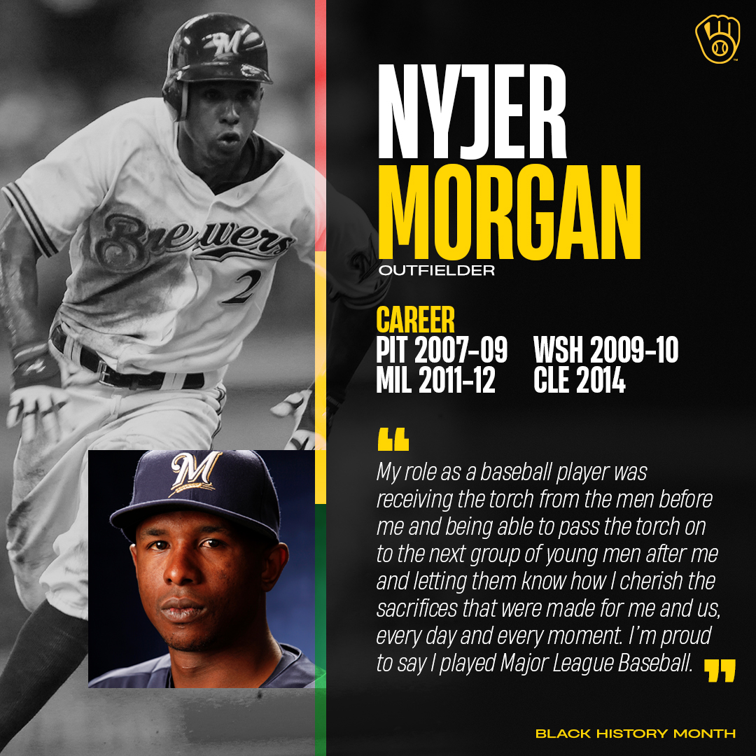 Milwaukee Brewers on X: This week's #BlackHistoryMonth spotlight is Nyjer  Morgan -- an outfielder who played with the Crew from 2011-12.  #ThisIsMyCrew  / X