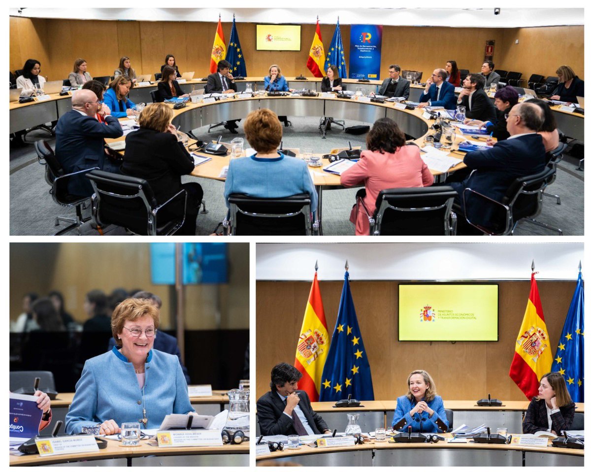 NadiaCalvino's tweet photo. Cordial reunión con el comité @EP_BudgControl del @Europarl_ES, en la que hemos abordado el despliegue de los fondos europeos #NextGenerationEU🇪🇺 y el riguroso sistema de control, co-gobernanza y transparencia en marcha para lograr el máximo impacto en todo el territorio. https://t.co/vQLZjJjPqp