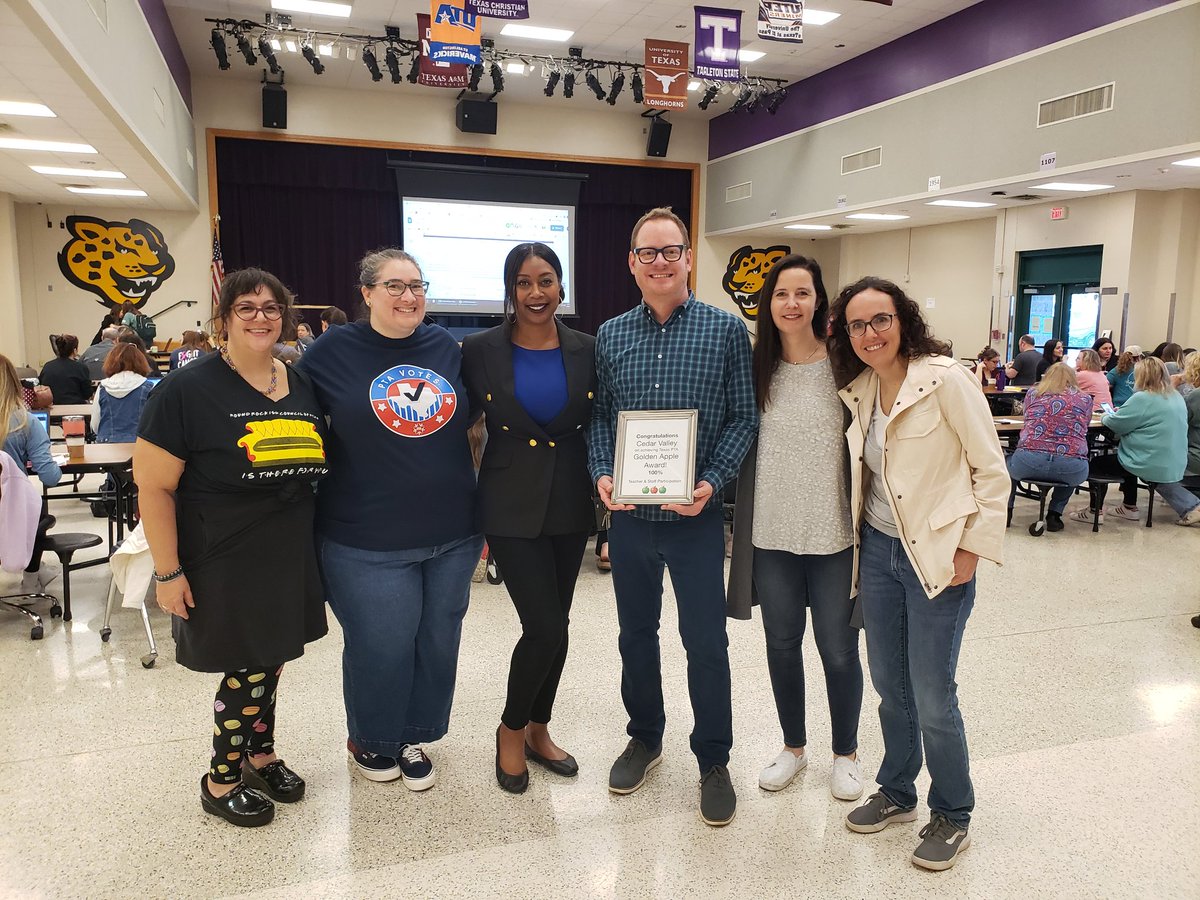 Filemón E. Aldama (@maestroaldama) on Twitter photo Big thanks to <a href="/RRISDPTA/">RRISD Council of PTAs</a> for providing breakfast this morning! <a href="/cevmsjags/">Cedar Valley MS</a> was the winner of the (secondary campus) random drawing for being a #GoldenAppleAward campus = we have 100% of our staff members signed up for PTA. Thanks to PTA for all you do for our campus!!! Big thanks to <a href="/RRISDPTA/">RRISD Council of PTAs</a> for providing breakfast this morning! <a href="/cevmsjags/">Cedar Valley MS</a> was the winner of the (secondary campus) random drawing for being a #GoldenAppleAward campus = we have 100% of our staff members signed up for PTA. Thanks to PTA for all you do for our campus!!!