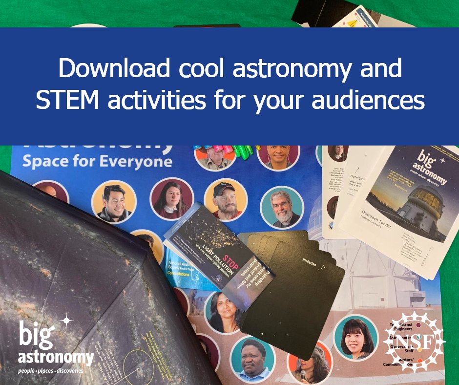 The Astronomical Society of the Pacific has developed STEM activities to accompany the Big Astronomy planetarium film. Activities apply to many astronomy topics. Versions for visitors who are blind or have low vision will be released soon!
Find out more at BigAstronomy.org