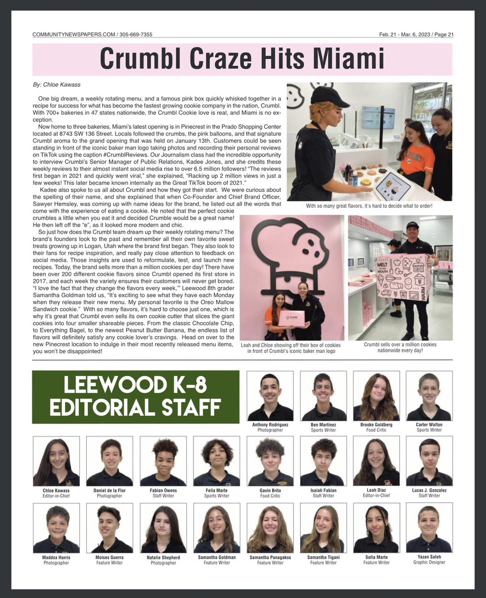 EXTRA! EXTRA! Read all about it! 📰🚨 Check out the latest edition of the Leewood Legend in the Kendall Gazette! (Pages 20-21) <a href="/Secondary_ELA/">M-DCPS Secondary ELA/Reading</a>
