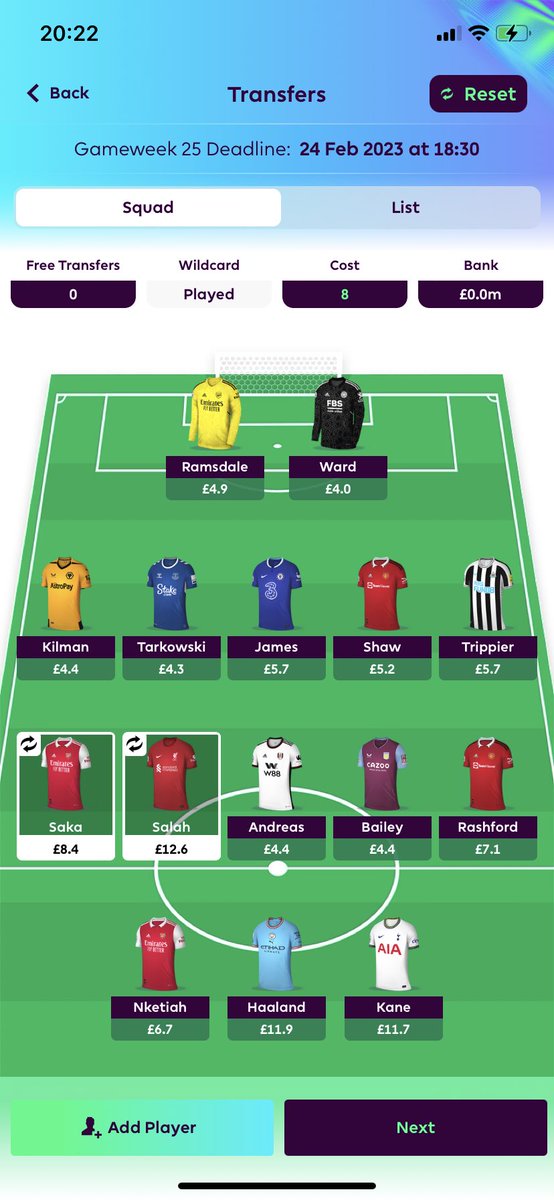 FPL_Jolly's tweet photo. Early transfers because if they have a price rise I’m finished so odegard➡️Saka and KDB➡️salah (-8)#FPL #FPLCommunity #FPLTransfer https://t.co/rjw6QM3BW5