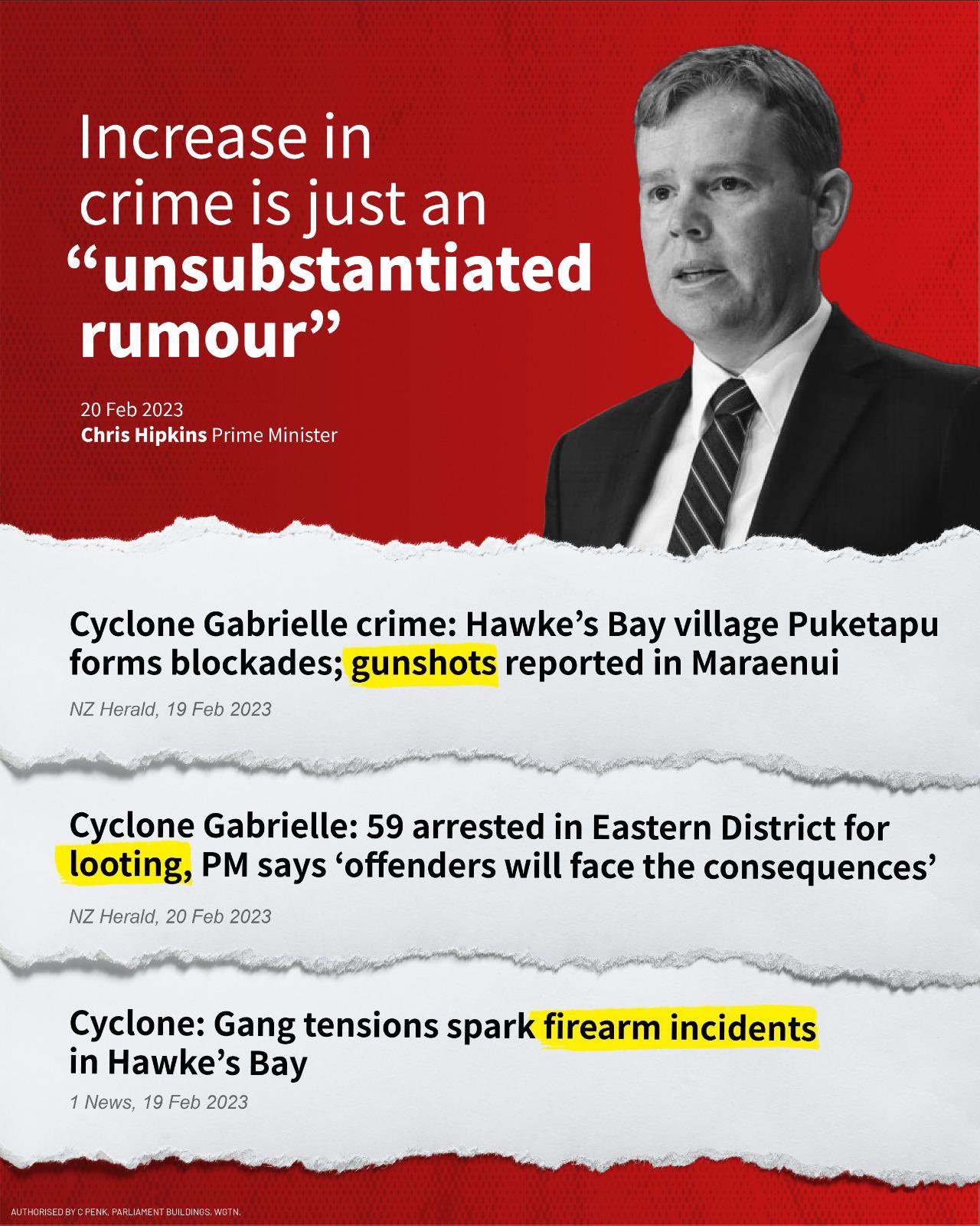 NZ National Party on X: Cyclone-affected Kiwis are feeling unsafe while  the Prime Minister is in denial and the Police Minister pleads with gangs.  National would double the sentence for those looting