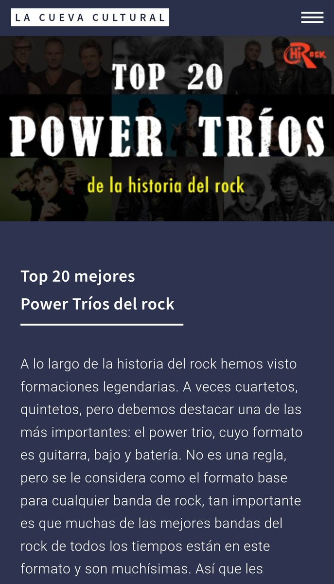 lacuevacultural's tweet photo. Nueva nota en #LaCueva...
El TOP 20 DE LOS MEJORES POWER TRIOS DE LA HISTORIA DEL ROCK, las que a nuestro juicio son las mejores en virtuosismo, composición, ejecución, legado e influencia.
Por @AxelVelazquez94 @hirockmexico
https://t.co/O3a6tOQLhi
#powertrios #rock #music https://t.co/EKn8JeB52k
