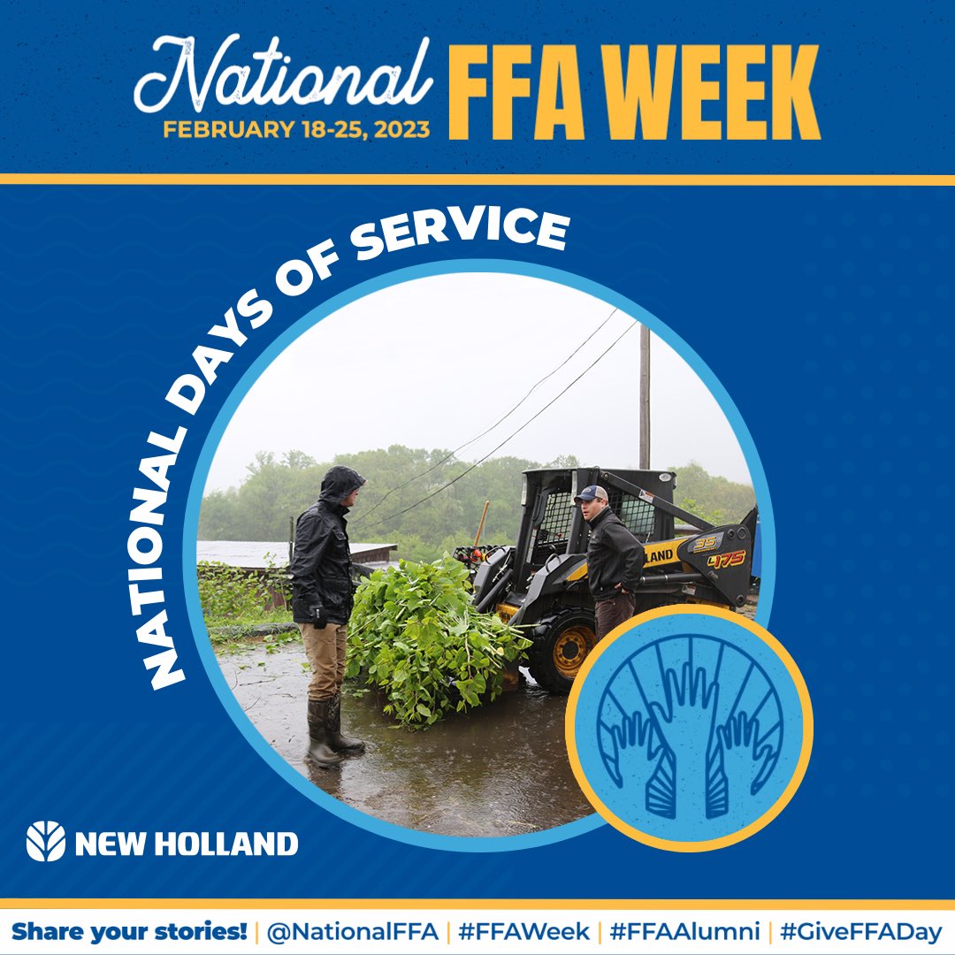 NHAgriculture's tweet photo. FFA has a heart for service, so what better way to celebrate #FFAWeek2023 than by doing a service or volunteer project in your local community? It can be something as small as picking up a piece of trash or holding a door for a stranger - do something to make someone else's day! https://t.co/3TYjhZNa4D