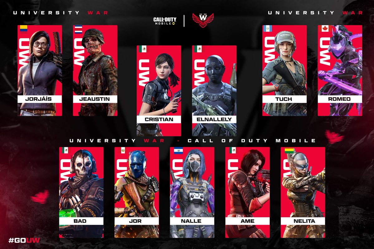 UniversityWarG's tweet photo. Roster | #CoDMobile
¡Más que un equipo, somos una familia! Es tan sólo una parte de la familia que ha ido creciendo. #GOWAR ❤️ https://t.co/I3ULkjYeyT
