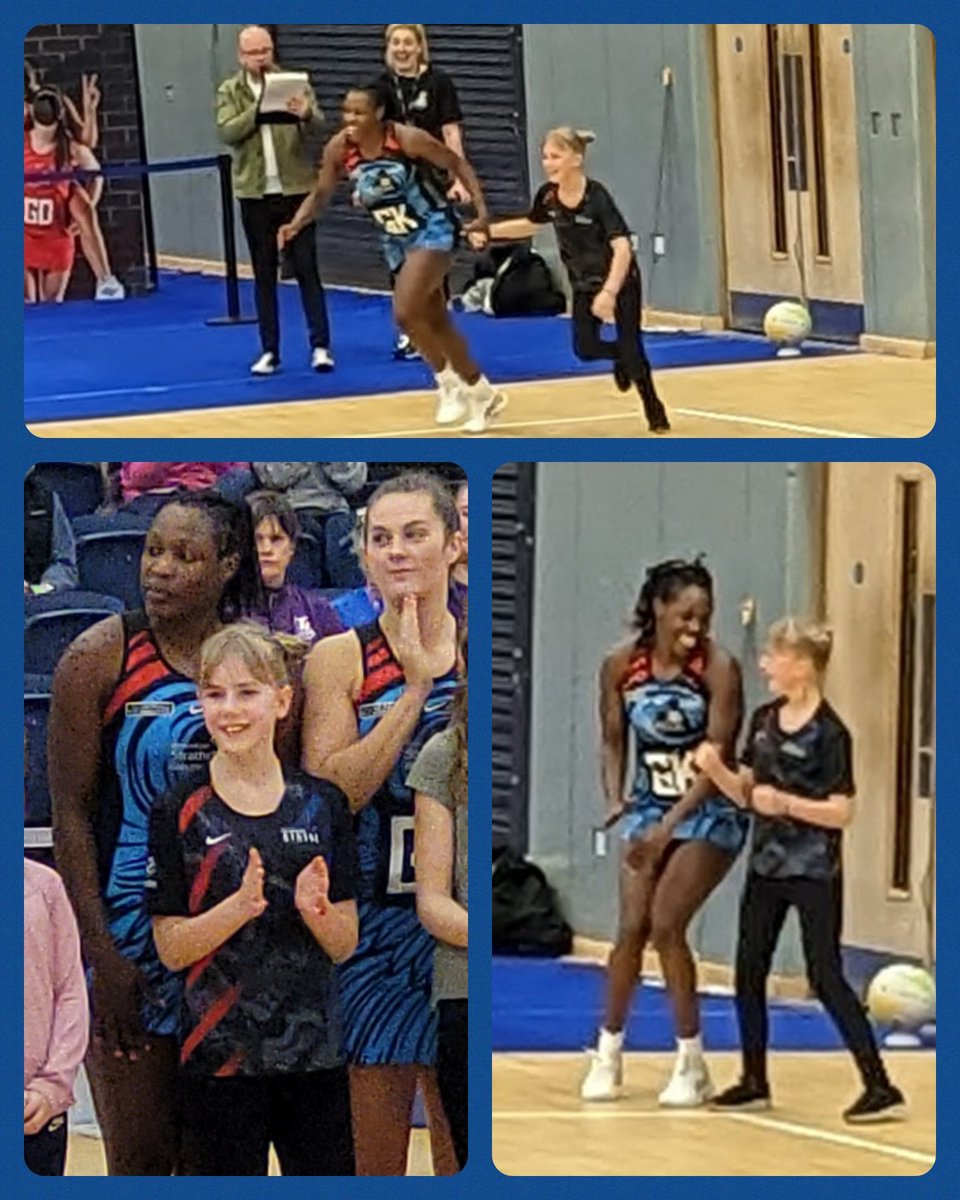 Fantastic night back at @SirensNetball Lily got to run out with her favourite player as mascot and loved every second! It's great to he back 🏐 @NetballScotland @AllsaintsML6