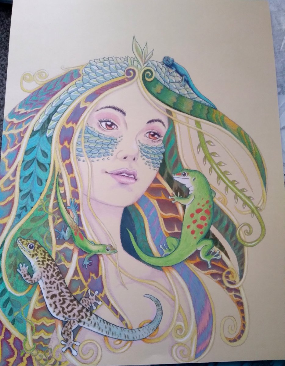 AngeladerisoA's tweet photo. Changing some hair color to make the geckos pop. #daygeckos #petgeckos #geckolovers #geckobreeder #petportraits #fantasyartwork #fantasyartist #colorpencilartist #colorpencildrawing #colorpencilart #prismacolorpencils #prismacolor https://t.co/bz463XMwFi