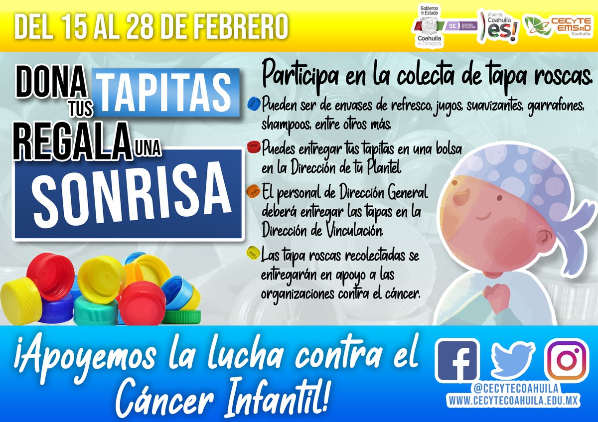 CECyTECoahuila's tweet photo. ¡Apoyemos a la Lucha Contra el Cáncer! https://t.co/vdj5trLpsq