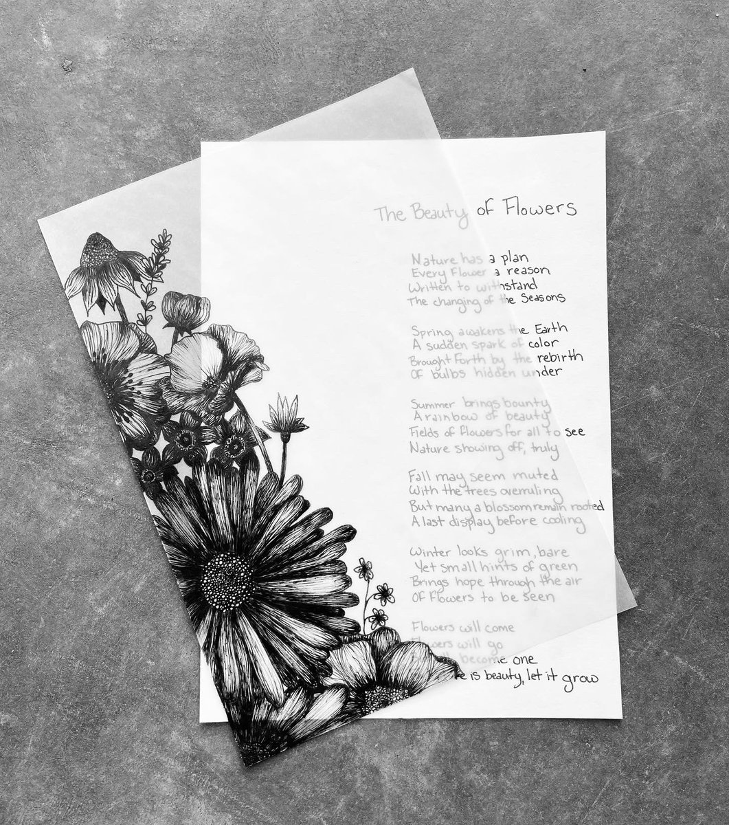Layered Floral Poem 

#art #poem #artwork #artist #ArtistOnTwitter #arttwt #drawing #originalpoetry #flowers #inkdrawing #floral #poetry #ink #readyforspring