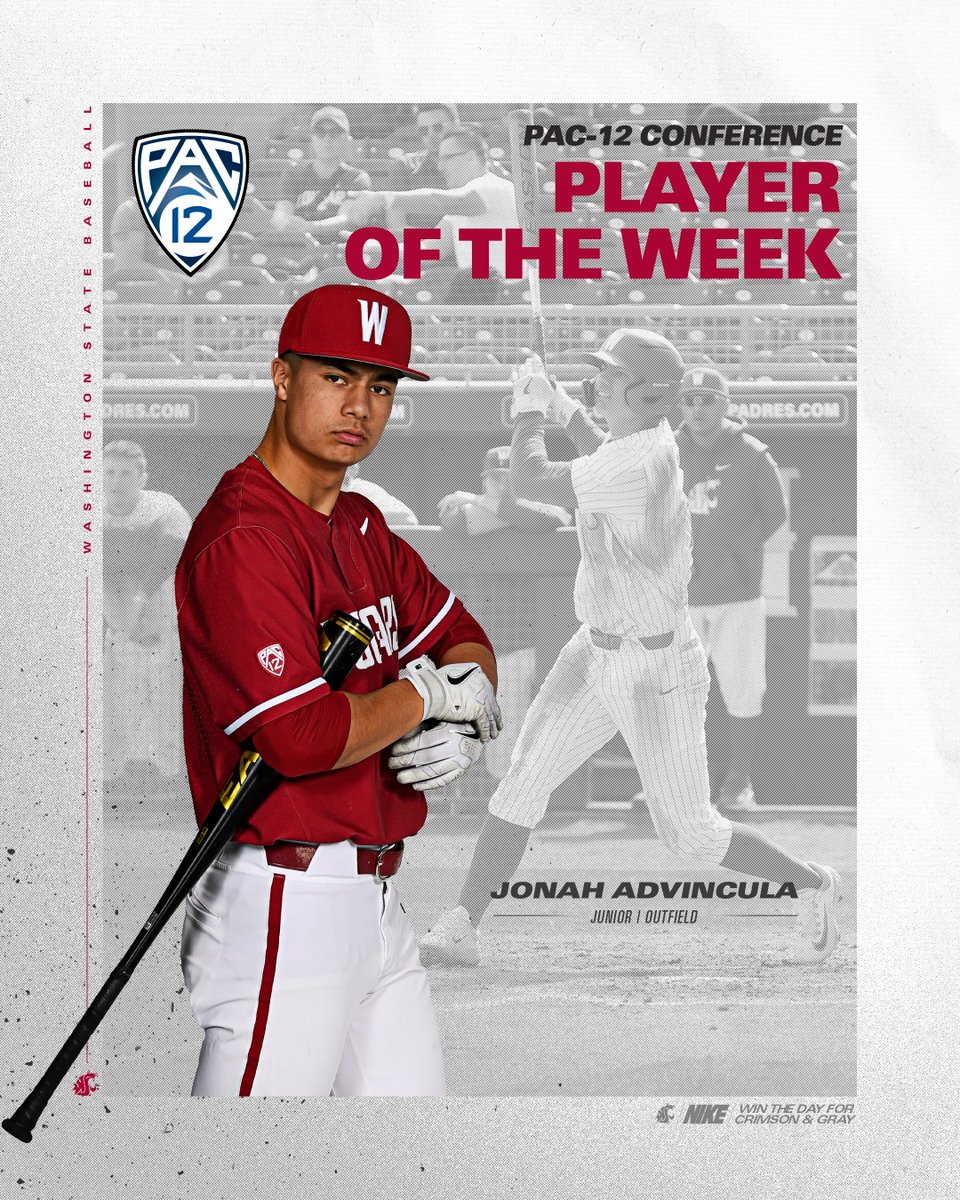 wsucougarbsb's tweet photo. After a monster weekend, @jonah_advincula has been named the PAC-12 PLAYER OF THE WEEK!

8 hits | 8-for-16 | .500
13 RBI | leads the country
2 HR | 2 2B | 3B | 3 SB | 4 R | 1.744 OPS

🔗https://t.co/ayzd3Q9yM3

#GoCougs | #WAZZU | #T124 https://t.co/FSUnmZDZEw