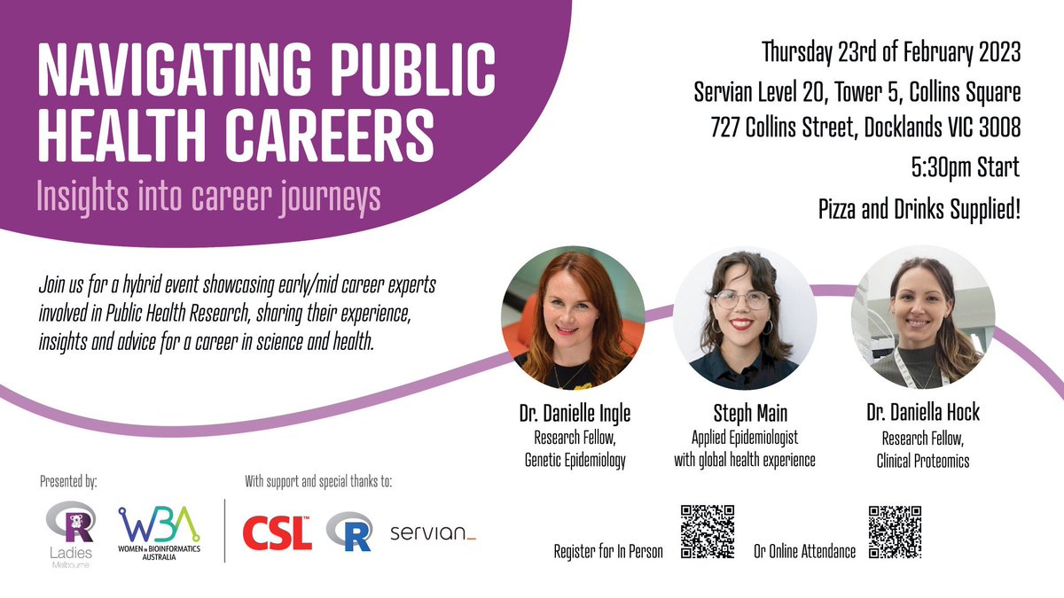 R-Ladies Melbourne Inc (@rladiesmelb) on Twitter photo Join us THIS Thursday 23rd Feb with our first event of the year for a discussion about careers in public health✨We can’t wait 🤩
Please register for attending online or in person! #rstats #RLadies <a href="/bioinfowomen/">Women in Bioinformatics Australia</a> <a href="/RLadiesGlobal/">R-Ladies Global</a> Join us THIS Thursday 23rd Feb with our first event of the year for a discussion about careers in public health✨We can’t wait 🤩
Please register for attending online or in person! #rstats #RLadies <a href="/bioinfowomen/">Women in Bioinformatics Australia</a> <a href="/RLadiesGlobal/">R-Ladies Global</a>