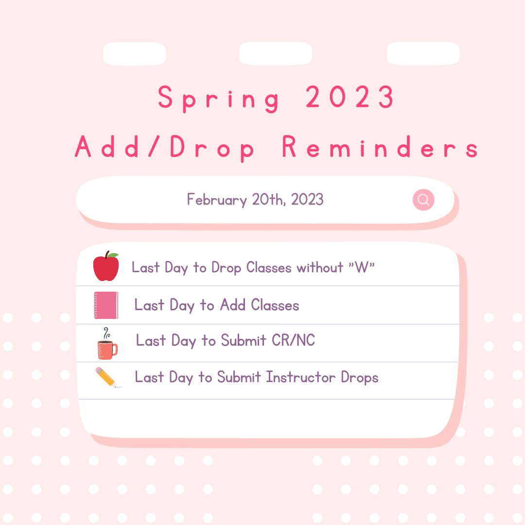 ccs_sjsu's tweet image. Reminder to students that TODAY is the last day to drop/add classes!