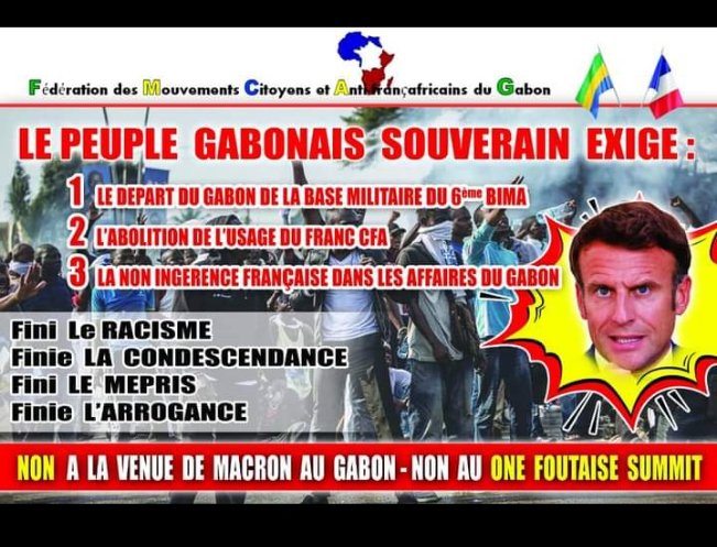 GabonDictature55 Concert de #CasserolesGabon les 1er et 2 Fevrier 2023 contre l'arrivée du président français @EmmanuelMacron au #Gabon, principal soutien de la dictature d'#AliBongo, sous le prétexte du #OnePlanetSummit

@AfriqueXXI
@afriquemedia
@AfricainCentre
@Africa___News