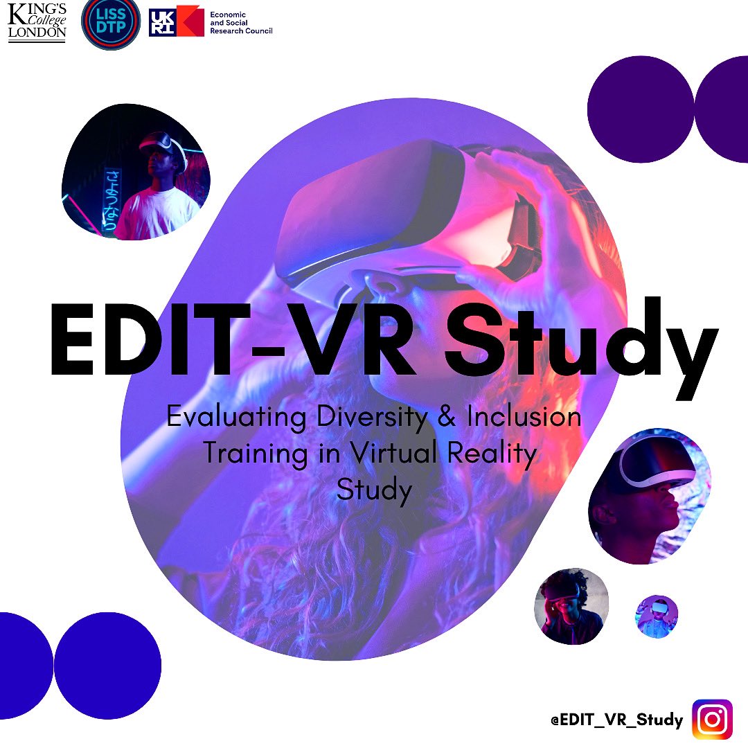 Wow! Two years into my PhD programme and I can finally announce the launch of my research project 🎓🎉

The EDIT-VR Study will investigate the impact of technologically innovative methods for workplace diversity training  🌍💼👩🏽‍💻

#DiversityandInclusion #academia #PhD