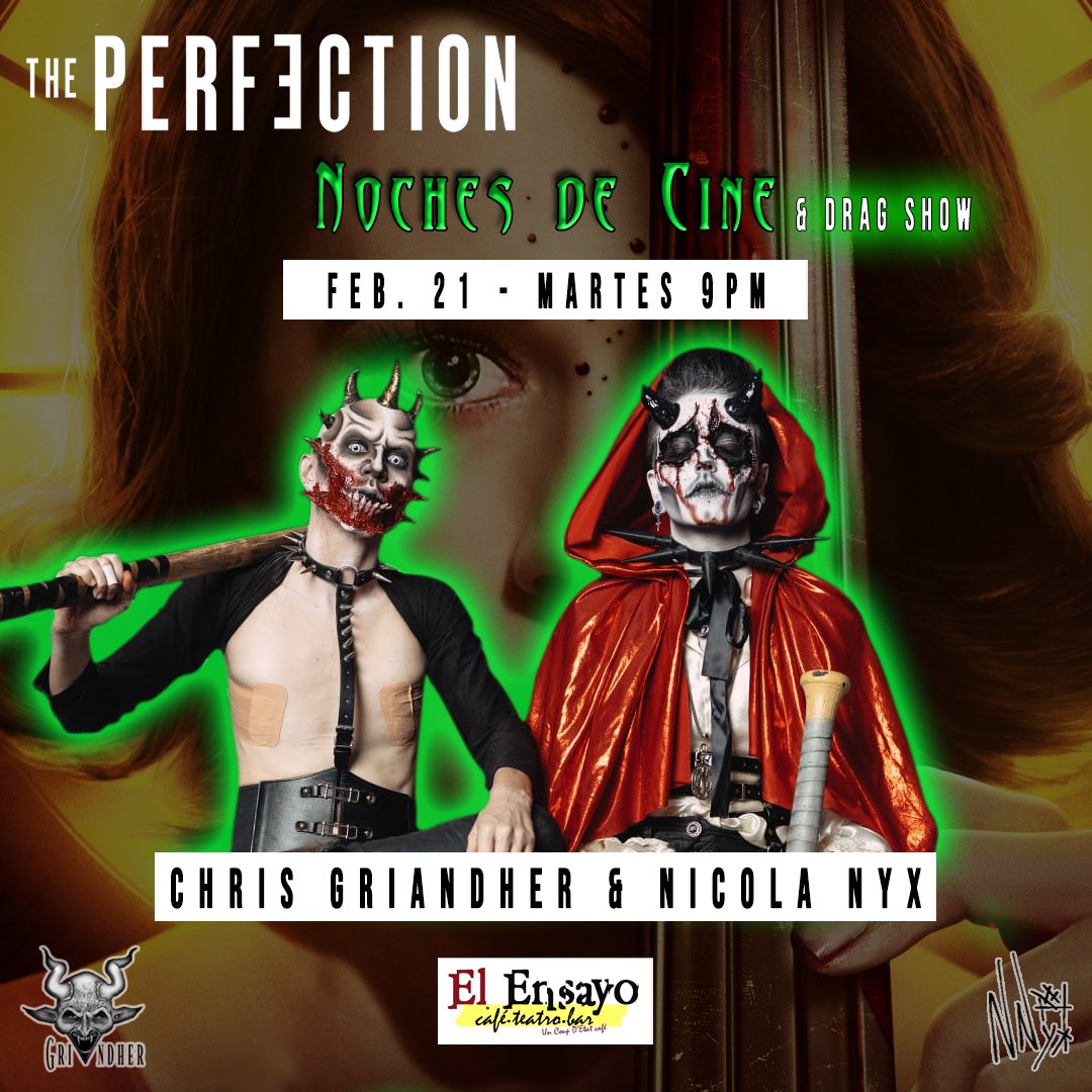 c_griandher's tweet photo. Este Martes @ensayorp vamos con Lezbi Realness psychological horror thriller/twisted love story como cierre de este mes de amorrrrrrt 🤮

Hosted &amp; performed by @nicola_nyx &amp; ME (Double Feature)

9pm Peli (The Perfection 2018)
10:30pm Drag Show Oscuridarks 🦇 https://t.co/KZqnPsMit1