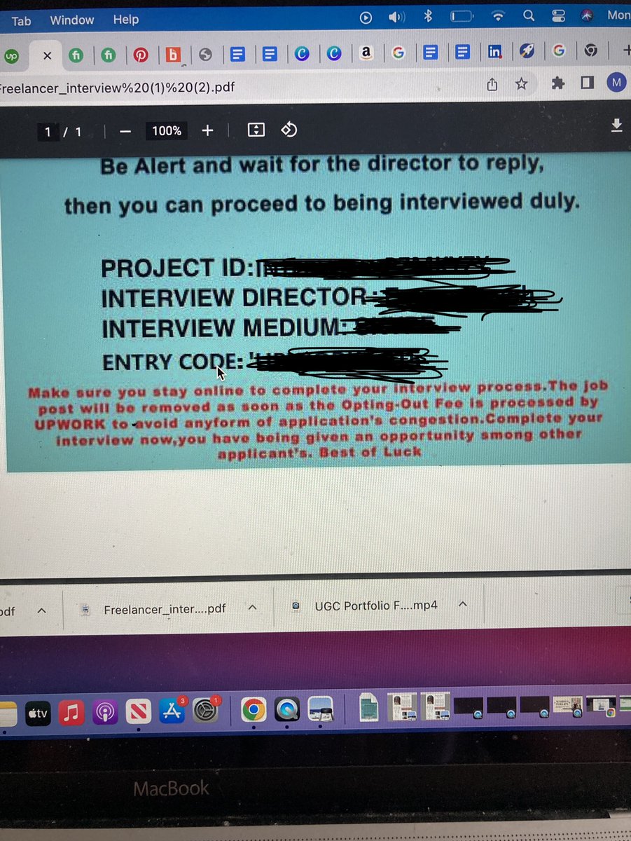 divinitybymissa's tweet photo. UGC SCAM? I am fairly new to getting clients on Upwork and I got invited to interview for a project through Skype. This is the pdf they sent me, this is so sketch right??😳 Comment your best tips to avoid scams on Upwork. #ugc #ugccreator #ugcscam https://t.co/7VblC4zYuT