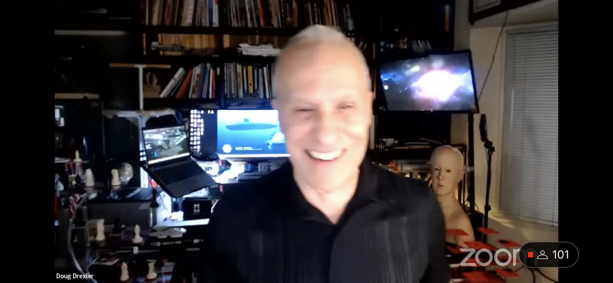 1TrekFan's tweet photo. There were just no end to special guests at the #StarTrek @VirtualTrekCon #VTC4 #LLAPy awards. @drerinmac @GoodAaron and Dan Curry with a special award to Doug Drexler that @ShimermanArmin jumped in for. https://t.co/OUQUFrDCgr
