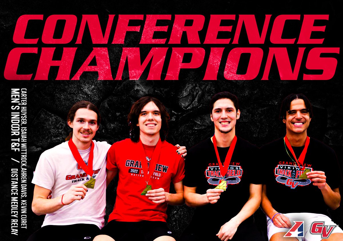 VikingAthletics's tweet photo. 𝗖𝗢𝗡𝗙𝗘𝗥𝗘𝗡𝗖𝗘 𝗖𝗛𝗔𝗠𝗣𝗜𝗢𝗡𝗦 | 𝗗𝗠𝗥
★ Ahren Davis 
★ Kevin Curet 
★ Carter Huyser 
★ Isaiah Wittrock 

#RedRising https://t.co/b3TVheL7uP