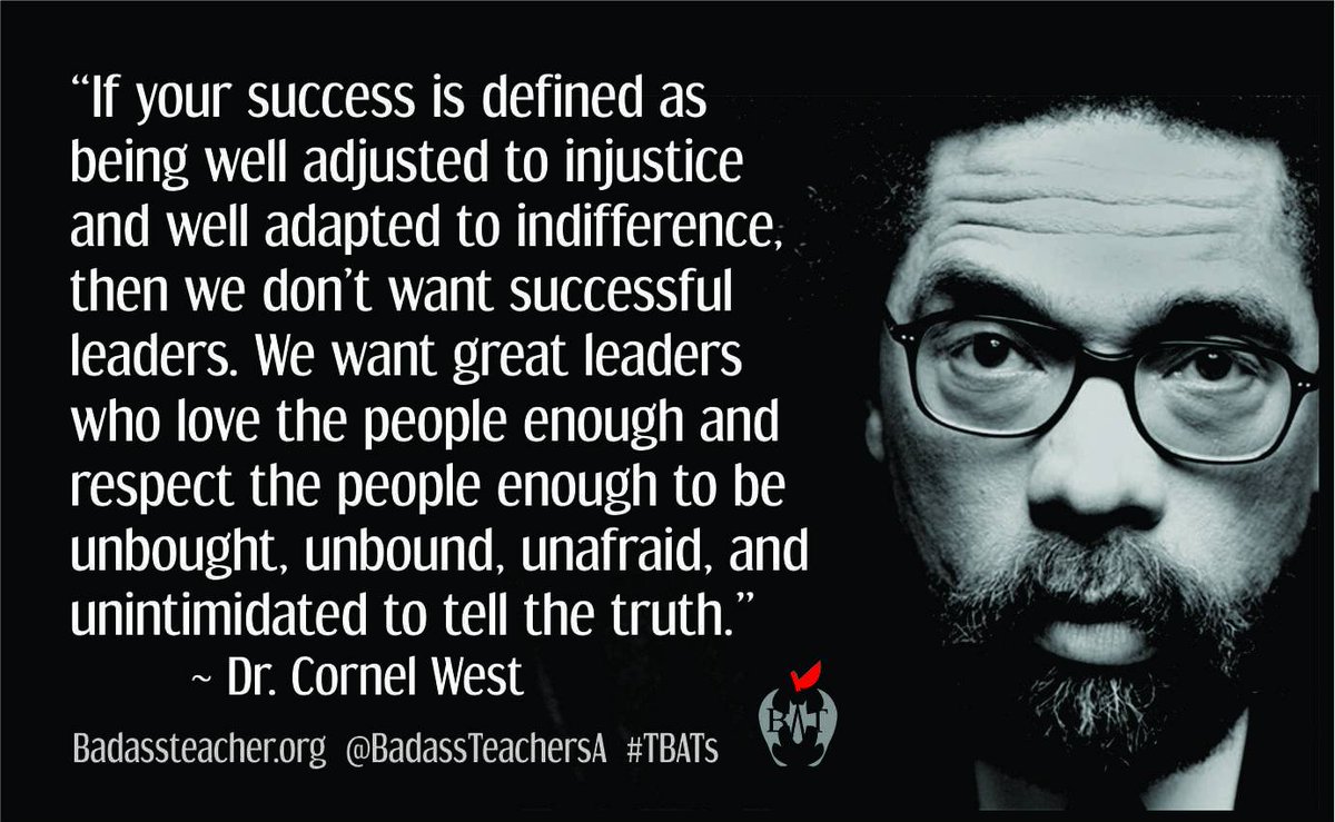 We can't accept injustice or indifference. We need great leaders who are committed to living and telling the truth. #BlackHistoryMonth #TBATS <a href="/AZBatsA/">Arizona Bats</a> <a href="/ColoradoBATsA/">ColoradoBATsA</a> <a href="/UtahBATs/">UtahBATs</a> <a href="/OregonBATs/">OregonBATs</a> <a href="/CaliBats/">Cali Bats</a> <a href="/hawaiibats/">@HawaiiBATs</a> <a href="/AlaskaBATs/">AlaskaBATs</a> <a href="/WaBATs_/">Wa Badass Teachers A</a> <a href="/NVBats/">NVBATs</a> <a href="/CornelWest/">Cornel West</a>