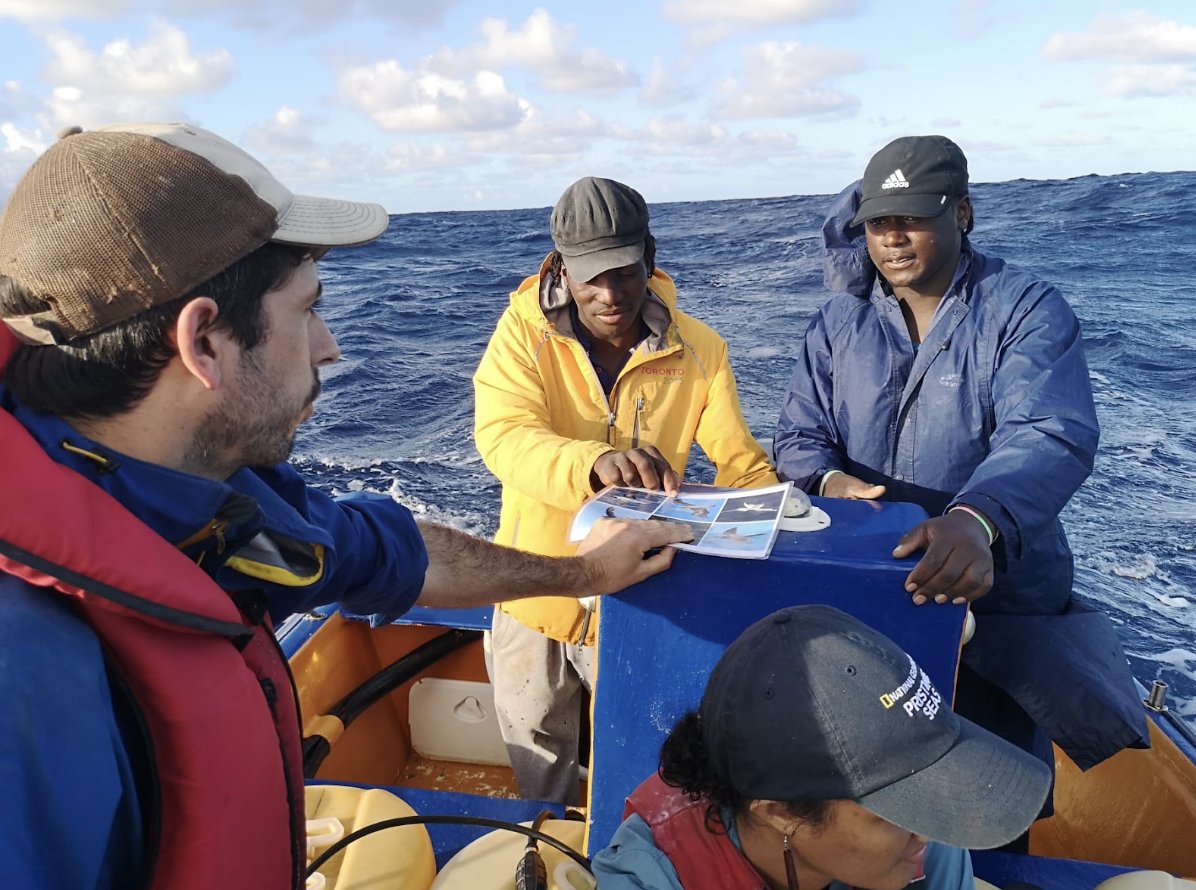 EPICislands's tweet photo. Many community members play a role in protecting endangered species like the Black-Capped #Petrel #diablotin

The expedition team in #Dominica🇩🇲 spoke to 🎣 fisherfolk and took a ⛵️ boat ride to try to spot them in offshore feeding areas. 

#ExpeditionDiablotin https://t.co/e2Ba8p0Usx